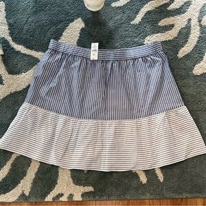 LOFT Navy and White Striped Mini Skirt
